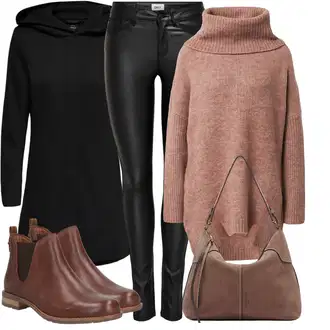 Outfit s Černá Přechodový Kabát/Softshellový Kabát/Kabát s Kapucí/Lodenový kabát/Scuba Kabát Only "Zimní outfit pro volný čas"