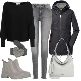 Outfit s Šedá/Oranžová/Tmavě šedá/Černá Funkční Bunda/Turistická bunda/Outdoorové Bundy/Plachtařská bunda/Trekingová bunda Killtec "Perfektní na zimu"