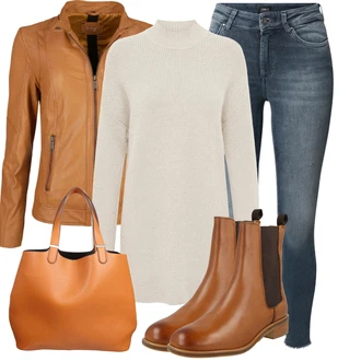 Outfit s Hnědá/Béžová/Žlutá Kožené Bund Kožená vintage bunda/Kožené Bund/Bunda z Umělé Kůže/Bunda s Bočním Zipem/Kožená Bomber Bund Maze "Pohodlné zimní outfity"