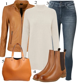 outfit mit Rumena/Rjava/Bež Plašč/Jakna Maze "Zimski outfit"