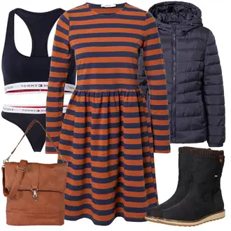 Kombinacije za zimu sa Tamnoplava/Žuta/Tamnozelena gaćica Klasične gaćice/Tangica/gaćica & tanga/Futrola za Suknju Tommy Hilfiger Underwear "Zimski outfit"