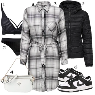 Zima outfit mit Črna/Siva/Svetlo siva/Temno siva Obleka velike velikosti/Tunika/Plašč/Bluza velika velikost Only "Zimski videz"