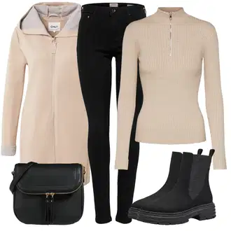 Outfit sa Narandžasta/Tamnocrvena/Crvena/Smeđa Kožna Jakna/Push-up Traperice/High Waist Traperice/Muška Kožna Jakna/Traperica Niskog Struka/Traperica Niskog Struka/Traperice Slim Kroja/Kožne Cipele/Trenerke Traperice/Bikerske Traperice Only "Zimski outfit"
