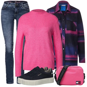 Outfit sa Tamnoplava/Plava/Bež/Svjetloplava Tenisica s platformom/Niska Tenisica/Tanka Tenisica Tamaris "Zimski outfit"