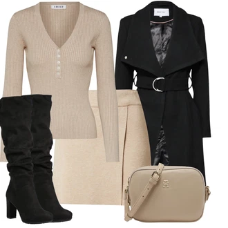 Outfity na zimu Áčkového Střihu s Béžová/Hnědá/Khaki Edited "Trendový zimní vzhled"Look: Áčkového Střihu