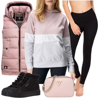 Outfit sa Crna Tenisica Zimske Tenisice/Teddy Tenisica/Tenisice s patentnim zatvaračem sa strane/Tenisica s platformom Tamaris "Outfit za zimu"