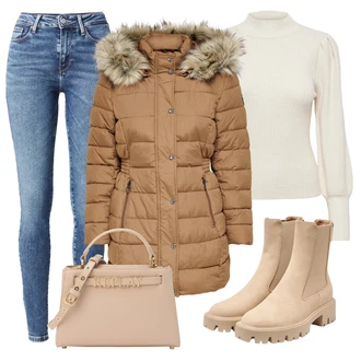 ľahký Outfit sa Bež/Kaki/Smeđa Chelsea Gležnjača/Kožna Jakna/ljetna gležnjača Only "Outfit za zimu"