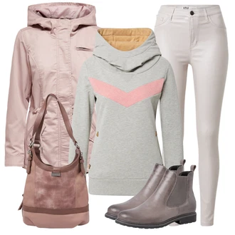Kůže Outfit s Šedá/Béžová/Hnědá/Khaki Kožená bunda/Slim Fit Džíny/Motorkářské Džíny/Kožené Boty/Zimní bunda/Džíny s Rozparkem/Kotníková Bota/Push up Džín/High Waist Džínové Kalhoty/Capri Džíny/Termální Džíny JdY "Módní zimní outfit"