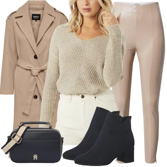 Outfit s Béžová/Hnědá/Khaki Dlouhý kabát/Kašmírový Kabát/Midi Kabát/Trenčkot/Vlněný Kabát/Trenčkot Only "Módní zimní outfit"