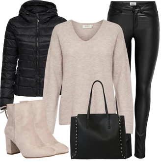 Vysoké Podpatky Outfit s Béžová/Hnědá Kotníková Bota Na Podpatku/Zimní kotníková bota/Kotníková Bota s Podšívkou/Letní kotníková kozačka/Šněrovací Kotníková Bota About You "Praktický vzhled"