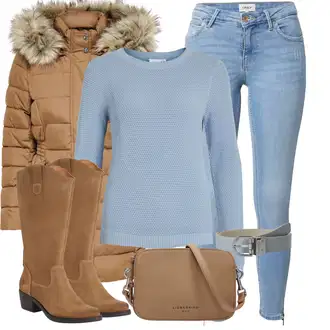 Outfit s Hnědá/Béžová Klasická kozačka/Kozačka po Kolena/Jezdecká Bota/Kovbojská Bota/Dlouhá Kozačka/Vintage kozačka/Kozačka se zipem/Bota se širokým nohavici Apple of Eden "Stylové kombinace pro volný čas"