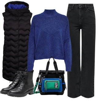 Outfity na zimu s hlubokým výstřihem s Tmavě modrá/Černá/Hnědá orsay "Outfity na zimu"