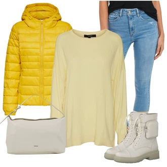 Outfit s Žlutá Lehké Bund Only "Outfity na zimu"