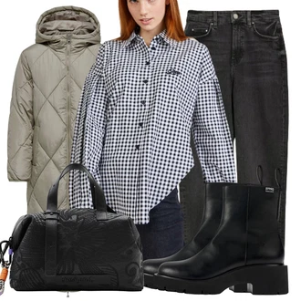 Pravá Kůže Outfit s Černá/Hnědá Kožená kotníková bota/Letní kotníková kozačka/Klasická kozačka/Chelsea Boty/Kožená bunda/Kozačka se zipem/Kotníková Bota s Podšívkou Camper "Outfity na zimu"