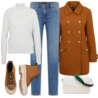 Outfit s Béžová/Žlutá/Hnědá Teniska Zimní Tenisky/Trekingová Bota/Teniska na platformě/Teniska teddy/Gumová Kotníková Bota/Šněrovací Kozačka Pepe Jeans "Outfity na zimu"