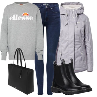 Retro Outfit s Šedá/Oranžová/Červená Fleecová Mikina/Kožená bunda/Sportovní mikina/Unisex Mikina S Kapucí "Zimní outfity"Look: 90tá léta, Klasické, Elegantní, Hip Hop, Old Money, Retro, Steampunk, Unisex, Sportovní