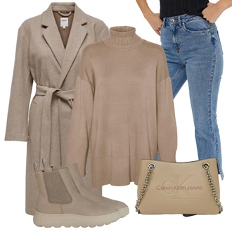 Respira Outfit s Béžová/Hnědá/Khaki Kožená bunda/Plochá Kotníková Bota/Teniska Zimní Tenisky/Gumová Kotníková Bota/Chelsea Boty Geox "Outfity na zimu"