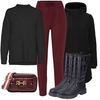 Outfity na zimu Zvířecí potisk s Vínová/Tmavě červená Sportovní Taška Přes Rameno/Brašna/Dopisová peněženka/Bagetová taška/Malá Taška/Pásková taška/Klasická Taška Přes Rameno river island "Outfity na zimu"