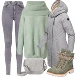 Dlouhé Zimní Kabáty z Vlny a Hedvábí Outfity image