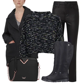 Rockový Outfit s Černá Pepe Jeans "Outfity na zimu"Look: Rockový