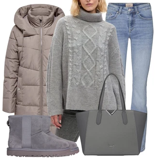 Outfit s Šedá Zimní Kozačka UGG "Outfity na zimu"