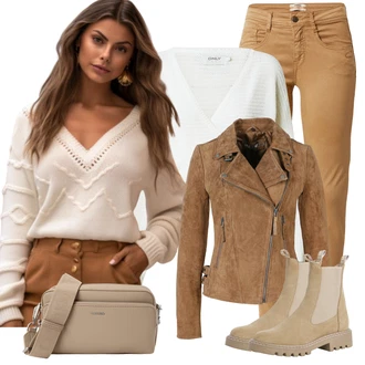 Outfit s Béžová/Hnědá/Šedá/Khaki Bunda s Bočním Zipem/Kožené Bund Kožená vintage bunda/Bunda z Umělé Kůže/Motorkářské Bund/Motorkářská bunda Freaky Nation "Perfektní na zimu"