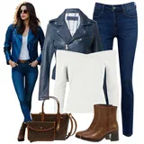 Světle modré kožené bundy outfity image