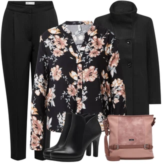 Zakopčaj dolje Outfit sa Crna/Pink/Smeđa/Crvena Bluza s Uzorkom/Crash Bluza/Carmen Bluza/Bluza Vrh/Bluza s Printom/Bluza Dugih Rukava Only "Zimski outfit"