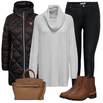 Outfit s Hnědá Kožená bunda/Chelsea Boty/Gumová Kotníková Bota/Kožená kotníková bota Timberland "Perfekt für den Winter"