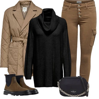 Dlouhé Outfit s Tmavě modrá/Modrá/Černá/Hnědá Taška Přes Rameno/Brašna/Pásková taška/Malá Taška/Klasická Taška Přes Rameno/Sportovní Taška Přes Rameno Calvin Klein Jeans "Perfektní pro zimu"