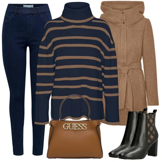 Outfit s Černá/Bílá Kozačka Chelsea Boty/Vintage Kotníková Bota/Kožená bunda/Letní kotníková Kozačka/Kotníková Bota s Podšívkou/Kotníková Bota Na Podpatku/Kožená kotníková bota Guess "Perfektní pro zimu"