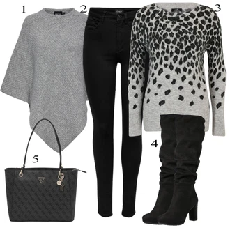 outfit mit Črna/Temno modra Pletena Pajkica/Pajkice z Razporkom/Neprosojna Pajkica/Usnjena Jakna/Oblikovana Pajkica/Tople Pajkice/Športna Pajkica/Podložena Pajkica/Baumwoll Pajkica Only "Zimski outfit"
