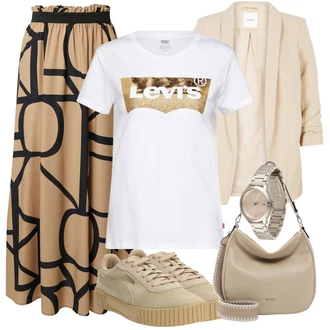 Outfit s Béžová/Šedá/Stříbrný/Zlatý Náramkové hodinky/Řetízkové hodinky/Dámské chytré hodinky/Nástroj pro hodinky Lacoste "Perfektní na zimu"