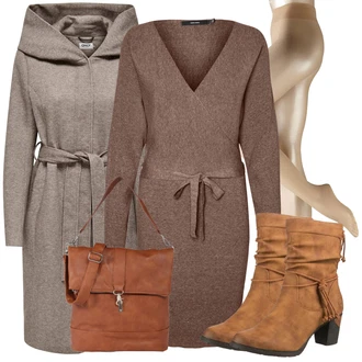 Outfity na zimu S páskem Ke kolenům s Šedá/Hnědá/Fialová/Béžová VERO MODA "Perfektní na zimu"