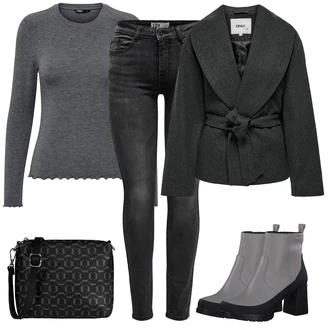 Outfity na zimu Estetika s Černá Tamaris "Perfektní na zimu"Look: Techno, Měkká dívka, Venkovní, Layered, Blokování barev, Estetika, Elegantní, Trendový, Ležérní, Šik, Moderní