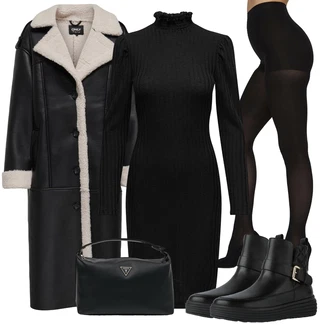 Pravá Kůže Outfit s Černá Kozačka Kožená kotníková bota/Chelsea Boty/Ovčí Kožešinová Bota/Kotníková Bota s Podšívkou/Kožená bunda/Veganská Bota/Plochá Kotníková Bota Geox "Perfektní na zimu"