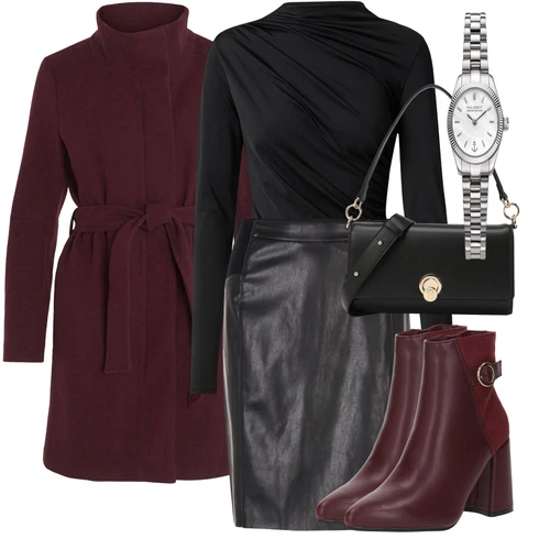 Kombinace Nový Rok Černá Sukně z umělé kůže/Kožená Sukně Kožená Minisukně/Kožená Sukně VERO MODALook: Bar, 40. narozeniny, Koncert, Nový Rok, Škola, Zvláštní příležitosti, Matriční úřad, Párty, Narozeniny