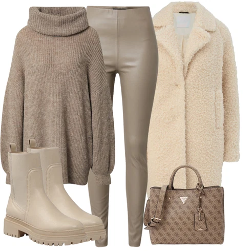 Kombinace Šedá/Hnědá/Béžová/Khaki Kožený legíny/Kožená Kalhoty/Legíny Kožený Vzhled/Kalhoty z Umělé Kůže/Legíny s Rozparkem/Vinylový Legín SOAKED IN LUXURY