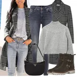 Kárované zimní kabáty outfity image