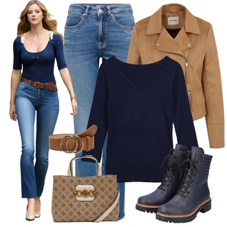 Outfity na zimu s Modrá/Světle modrá Pánské tričko/Zvonové Džíny/Džíny s Nízkým Sedem/Džíny s Rozparkem Only "Perfektní na zimu"