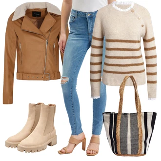 Outfity na zimu s Hnědá/Béžová/Bílá orsay "Perfektní na zimu"