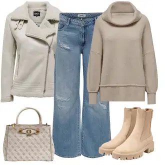 Motorka Zima Outfit s Šedá/Béžová/Khaki/Hnědá Bunda Zimní Bund Only "Perfektní na zimu"Look: Motorka, Jízda na koni