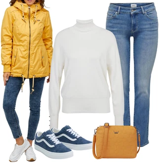 Outfit s Žlutá Funkční Bunda/Nepromokavé Bund/Zimní Parka/Parka Přechodová Bund/Letní peřová bunda/Nylonová bunda/Ripstop bunda Ragwear "Perfektní na zimu"
