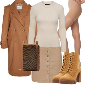 Oblečení se sukní Egirl s Hnědá/Béžová/Khaki Pieces, Šedá Aldo "Perfektní na zimu"Look: Áčkového Střihu, Námořní, Chytrý příležitostný, Ležérní, Egirl, Preppy, Vintage, Elegantní, Trendový, Pracovní oděvy, Traditional, Krásný, Glamourové