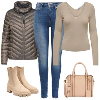 Outfit s Béžová/Růžová Taška Přes Rameno/Taška Na Notebook/Taška/Obchodní Taška/Kancelářská Taška/Brašna Geox "Perfektní na zimu"