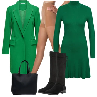 Pravá Kůže Outfit s Černá Šněrovací Kozačka/Dlouhá Kozačka/Kozačka po Kolena/Bota se širokým nohavici/Plochá Kozačka nad koleno/Jezdecká Bota/Kozačka nad Kolena Geox "Perfektní na zimu"