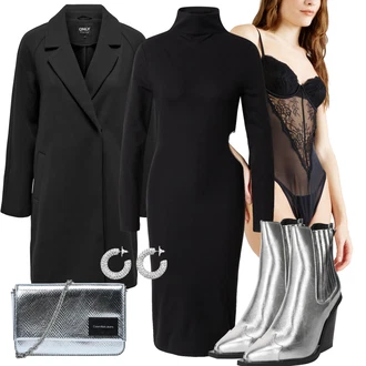 Outfity na zimu Ke kolenům Viskóza s Černá Šaty S Rolákem katy perry exclusive for about you "Perfektní na zimu"