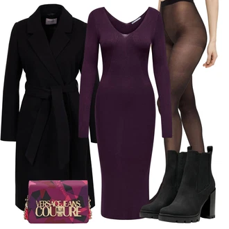 Outfit s Růžová/Fialová Brašna/Malá Taška/Ledvinka/Dopisová peněženka Versace Jeans Couture "Perfektní na zimu"