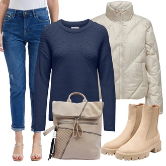 Outfity s boyfriend džínami Podzim s Šedá JdY "Pohodlné zimní outfity"