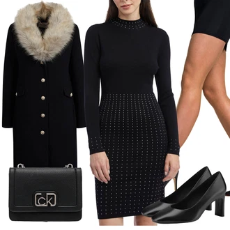 Elegantní Outfit s Černá/Fialová/Bílá/Hnědá Svetrové Šaty/Dlouhé pletené šaty/Šaty S Vysokým Výstřihem/Šaty S Rolákem/Zimní Pletené Šaty orsay "Pohodlné zimní outfity"Look: Elegantní, Příliš oblečený, Bezešvé, Egirl, Glamourové, S průsvitem, Burleska, Business, Francouzské, Kancelář, Romantický